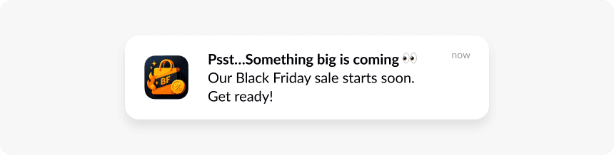 Presale black friday push notification